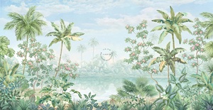 Mural de Pared 3D Impermeable con Vista a <span class=keywords><strong>la</strong></span> Selva Tropical y el Lago, Papel Ecológico Autoadhesivo, Papel Tapiz Botánico Vintage para Sala de Estar - Product Image 4