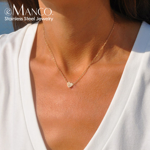 Collar EManco con Letra <span class=keywords><strong>J</strong></span> Grabada en Colgante de Corazón, Cadena de Acero Inoxidable Dorado, Joyería Delicada para Uso Diario - Product Image 6