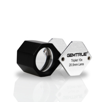 20.5mm 10X Triplet Diamond Loupe Satin Finish Professional Jewelry Magnifier With Leather Case