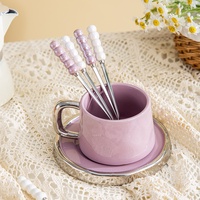 Cuillère à dessert, soupe, café et thé coréenne en acier inoxydable avec manche en céramique, idéale pour les fêtes, mariages et événements spéciaux