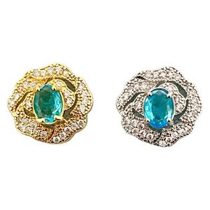 Conjunto de collar con forma de flor y colgante de circonita, diseño ovalado, engaste de garra, aleación de zinc, joyería de regalo para mujer - Product Image 5