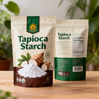 Sachet Doypack transparent imprimé sur mesure pour amidon de tapioca, thermoscellable, pour emballage alimentaire, avec fermeture Ziplock