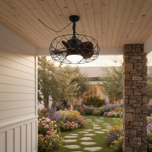 Hanging Cage Fandelier Industrial Vintage Gazebo Kitchen <strong>Loft</strong> Island Using Swag Light Fan - Product Image 1
