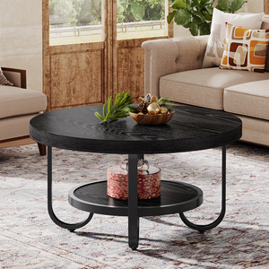 Tribesigns Mesa de Centro Redonda de 31.1 Pulgadas, 2 Niveles con Estante de Almacenamiento, Patas de Metal Curvadas, Mesa Auxiliar para Sala de Estar Pequeña - Product Image 4