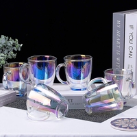 Tasses à café en verre classiques personnalisées avec poignée chauffante, 380 ml, en verre coloré, pour cadeaux