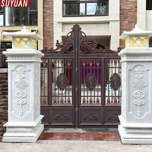 <span class=keywords><strong>Pilar</strong></span> Cuadrado de Granito con Diseño de Relieve Romano Estilo Europeo, Venta al Por Mayor de Fábrica, para Decoración de Puertas, Villas y Patios - Product Image 3