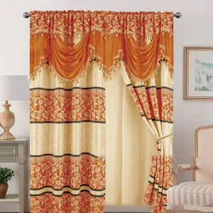 European and American style retail ready made embroidery valance sheer floral curtains white tulle curtain for the living room