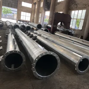 7 M-15 M Daya Listrik Tiang 12 Sisi Bentuk Tegangan Rendah Steel Tubular Tiang