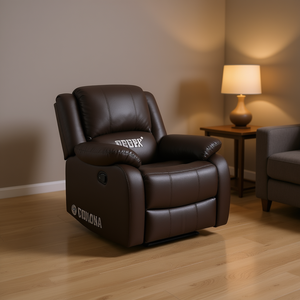 Fauteuil inclinable GOLONA en cuir véritable brun foncé avec accoudoirs rembourrés, structure en bois massif, fonction de massage électrique, meubles de salon - Product Image 2