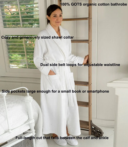 Lussuoso Accappatoio Grande in Morbido Cotone Spugna con Collo a Scialle, per Donna, Ideale per Casa e Relax - Product Image 1