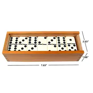 Designer Wooden Dominoes Box Game High Quality Custom Wood Box Mini IVORY Urea Table Game Domino Blocks Set