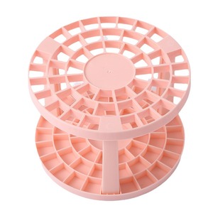 Organizador de Maquillaje Giratorio de Plástico, Organizador de Cosméticos de Escritorio, Estante de Almacenamiento de 2 Niveles, Rosa y Blanco - Product Image 4