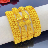 Ensemble de bracelets en filigrane plaqué or 24 carats, bracelets articulés ajourés, bijoux ethniques de mariée pour mariage, banquet, fête, cadeau de vacances