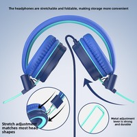 Casque audio pour enfants rétractable et pliable à porter sur la tête, connexion filaire