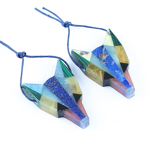 Modis kustom kepala serigala liontin kalung dengan beberapa batu permata <span class=keywords><strong>Intarsia</strong></span> untuk hadiah - Product Image 6