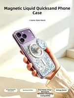 Casing Ponsel Cairan Magnetik untuk iPhone 18 Pro Max 17 Pro Max Quicksand, Penyangga Ponsel Magnet Kuat Quicksand