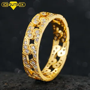 Anello <span class=keywords><strong>da</strong></span> <span class=keywords><strong>uomo</strong></span> con catena cubana placcata in oro placcato oro aaaa CZ diamante - Product Image 1