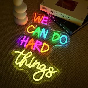 Letrero iluminado LED para oficina de biblioteca de aula 'Podemos hacer cosas difíciles regalo de decoración de arte de pared de neón para estudiantes y profesores - Product Image 2
