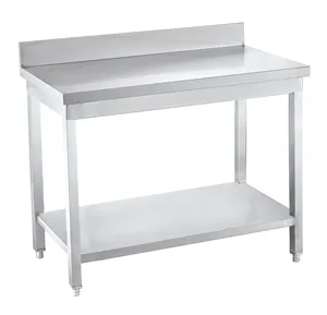 带边框和后挡板的廉价2层厨房设备商用不锈钢工作台