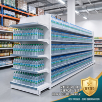 Étagères de supermarché double face, présentoir de vente au détail avec panneau perforé pour magasin de proximité