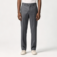 Pantalon de Costume Homme sur Mesure MTM OEM en Mélange de Laine Gris, Coupe Droite, Fermeture à Crochet à la Ceinture