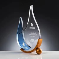 Trophée de cristal de haute qualité en métal nouveau design Récompenses de trophées de logo personnalisé en forme de goutte d'eau