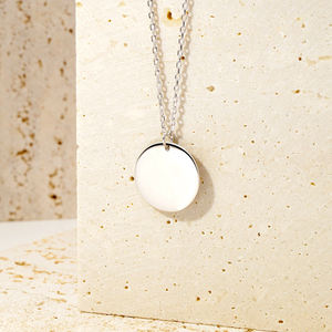 NSA2-076リアル925ソリッドシルバーチョーカーラウンドコインチャームディスクペンダントカスタムネックレスロゴ用 - Product Image 2