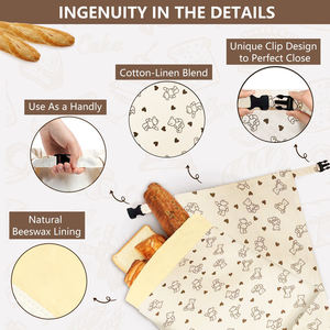 2 Paket Kantong Roti Lilin Lebah untuk Roti Sourdough, Kantong Roti untuk Roti Buatan Sendiri, Kantong Lilin Lebah Katun XL yang Dapat Digunakan Kembali untuk Penyimpanan - Product Image 5