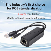 SDaPo PS5712BG Gigabit PoE++ Splitter 12V3A 802.3af/at/bt Standar 10/100/1000/2500Mbps Modul Ethernet Lampu PoE Kuning IP untuk