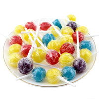 HALAL Groothandel Op Maat Gemaakte Kleur en Smaak Harde Snoepjes Kleurrijke 10g Bolvormige Fruitgevulde Lollipops in Zakverpakking