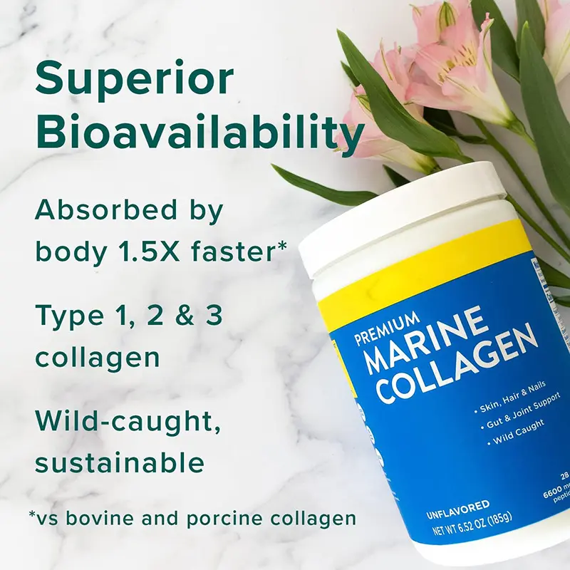 ฉลากส่วนตัวผลิตภัณฑ์ความงามไฮโดรไลซ์ปลามารีนคอลลาเจนโปรตีนเครื่องดื่มผงคอลลาเจนเปปไทด์วิตามิน / 180g