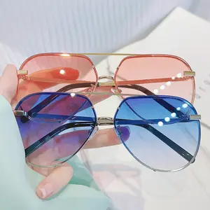 Vintage Luxury Gold Alloy Frame Women Double Beam Sunglasses 2024 Designer Tinted Lens Sun Glasses Ladies Celebrity Shades UV400