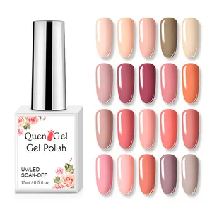 Quengel Hot Sales 20 Color Nude Pink Series Nail Salon Soak Off Nails Polish Colour Uv Gel Nail Polish