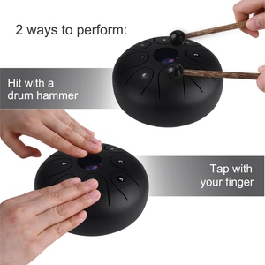 Mini tambour à langue en acier de 5.5 pouces 8 notes C-Key Handpan <span class=keywords><strong>Drum</strong></span> Instrument de percussion à tambour de poche en acier avec sac de transport de maillets - Product Image 2