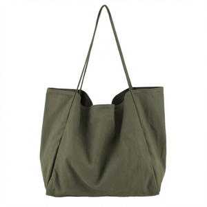 Sac fourre-tout pour femme en toile de grande capacité, couleur unie, avec poignée, logo personnalisé, pour voyage et usage quotidien, motif lettres, style hobo souple - Product Image 1