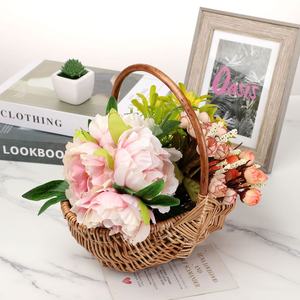 Cesta <span class=keywords><strong>de</strong></span> almacenamiento tejida <span class=keywords><strong>de</strong></span> ratán con revestimiento <span class=keywords><strong>de</strong></span> plástico y cesta <span class=keywords><strong>de</strong></span> almacenamiento tejida con asa para decoración <span class=keywords><strong>de</strong></span> jardín y hogar cesta <span class=keywords><strong>de</strong></span> flores - Product Image 2