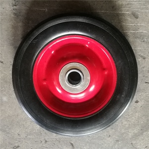 Roue en caoutchouc solide durable de <span class=keywords><strong>6</strong></span> pouces diamètre de 150mm <span class=keywords><strong>6</strong></span> "x 1.5" produit en caoutchouc de jante en acier rouge - Product Image 4