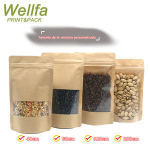 Bolsa artesanal <span class=keywords><strong>Doypack</strong></span> con ventana personalizada, bolsa de pie laminada de grado alimenticio, bolsa de papel <span class=keywords><strong>Kraft</strong></span> Ziplock resellable marrón - Product Image 3