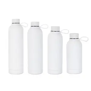 定制标志橡胶漆不锈钢水瓶带硅胶条纹小口设计保温瓶