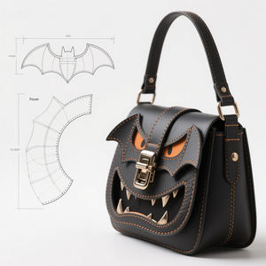 Sac Ita personnalisé en forme de chauve-souris gothique design avec fenêtre transparente sac à dos Ita personnalisé en forme de chauve-souris - Product Image 4