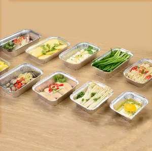 10 20 50 pcs cấp thực phẩm dùng một lần nhôm lá mỏng container thực phẩm Khay nhôm hình chữ nhật nhôm lá mỏng tấm có nắp đậy