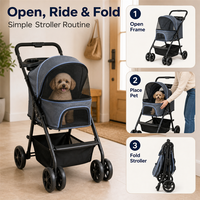 Poussette pliable pour animaux de compagnie (chiens et chats) avec cabine respirante pour animaux âgés, idéale pour les voyages, les promenades et les sorties en ville en toute sécurité