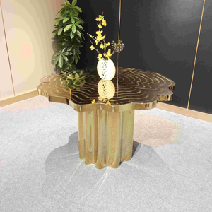 <span class=keywords><strong>Table</strong></span> à manger en forme de <span class=keywords><strong>souche</strong></span> d'arbre dorée, design contemporain irrégulier, Boca Do Lobo - Product Image 1