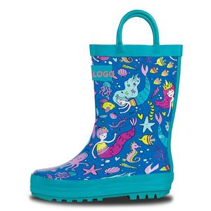 Bottes de pluie en caoutchouc faciles à enfiler pour enfants garçons avec imprimé de personnage de <span class=keywords><strong>robot</strong></span> (tout-petits/petits enfants) - Product Image 3