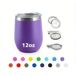 Vaso de Vino sin Tallo de Acero Inoxidable con Recubrimiento en Polvo de 12oz, Diseño USA Warehouse, Vasos de Vino y Café de Doble Pared con Aislamiento al Vacío - Product Image 6