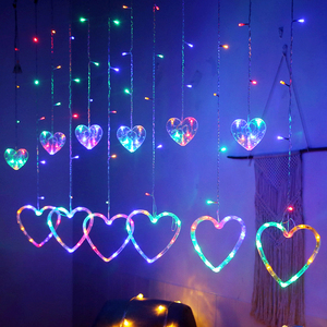 Giáng Sinh Fairy Holiday <span class=keywords><strong>Heart</strong></span> Shape Trang Trí Nội Thất Led Chuỗi Rèm Ánh Sáng - Product Image 2