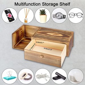 Solid Wood Wall Mounted Toilet <b>Paper</b> Holder With Storage Shelf Rectangle Easy Cleaning <b>Kitchen</b> Bathroom Organizer - Product Image 3
