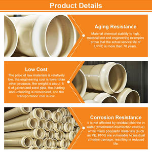 Großhandel groß 90mm 100mm 160mm 200mm 350mm 400mm 630mm 1500mm 4 6 8 24 Zoll Kleber <span class=keywords><strong>Upvc</strong></span> Pvc U Drainage Drain Abwasser rohr Wasser - Product Image 2