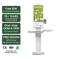 Kiosque libre-service sur pied OEM avec double plateau, imprimante 80 mm et lecteur QR pour restaurant