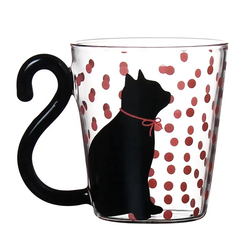 Nette kreative Katze Boro silikat glas Tee Milch Kaffeetasse Tasse mit Schwanz griff